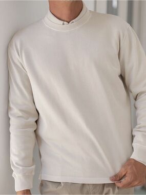 NEW Alex Crane Caza Crewneck Cream Long Sleeve Sweater Knit Shirt Mens Luxury 18